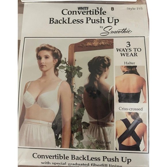 36B Convertible BackLess Push Up Bra by Smoothie White Style 193 - Picture 2 of 8